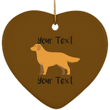 golden w text SUBORNH Ceramic Heart Ornament