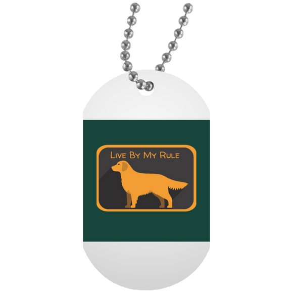 Golden my rule square green UN5588 White Dog Tag