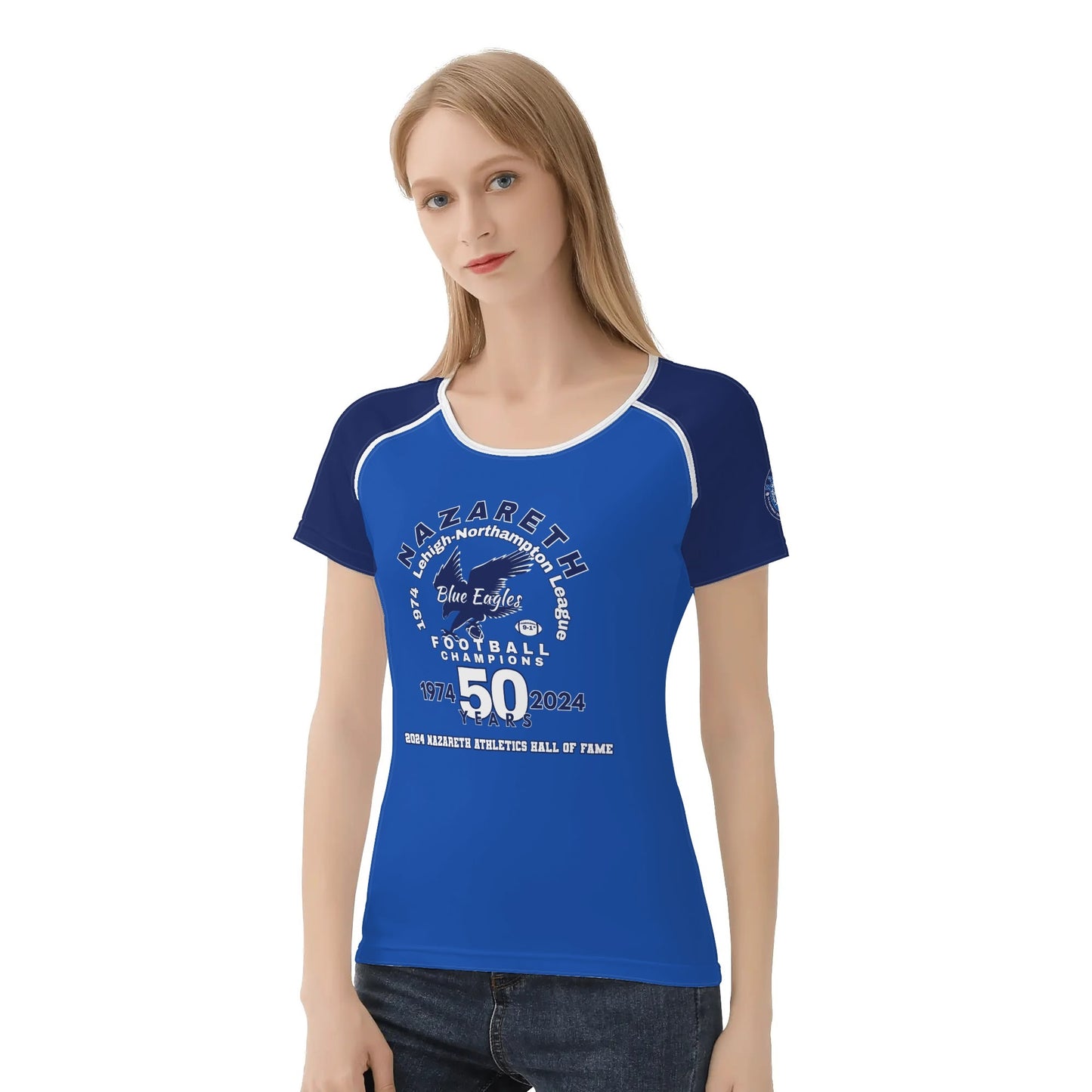 1974 Nazareth Football HOF/50-Years Personalized Commemorative Womens T Shirt