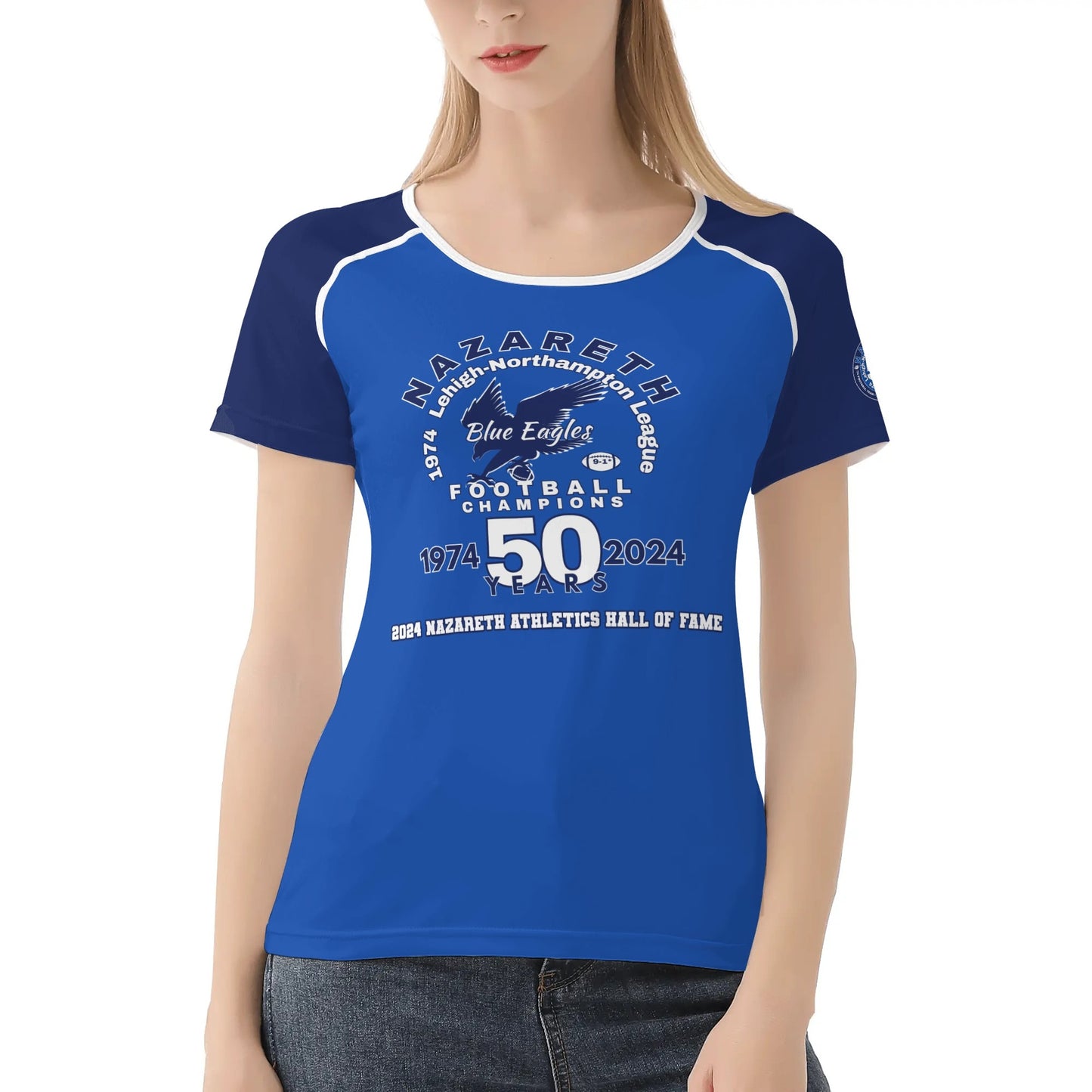 1974 Nazareth Football HOF/50-Years Personalized Commemorative Womens T Shirt