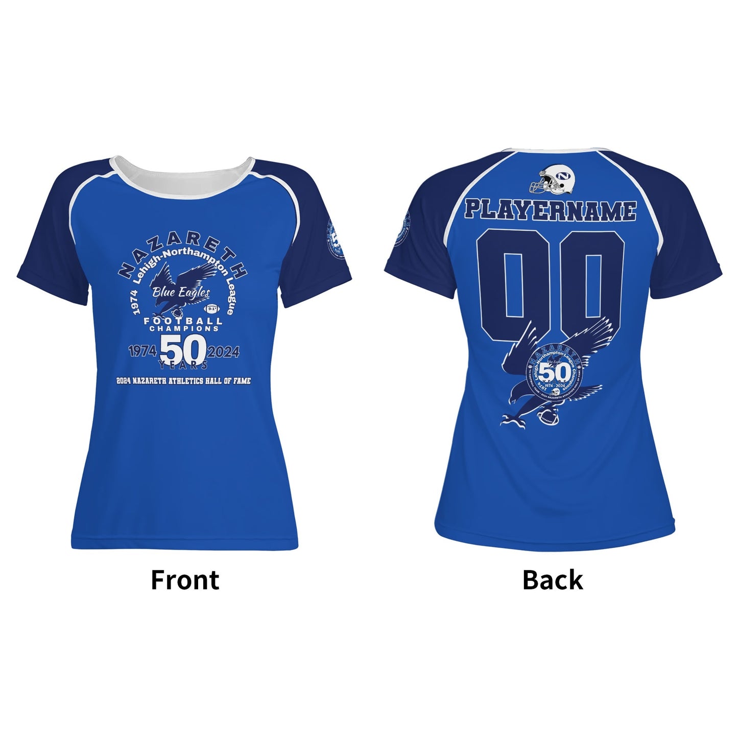 1974 Nazareth Football HOF/50-Years Personalized Commemorative Womens T Shirt