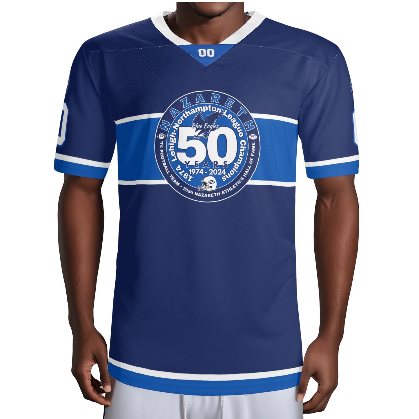 74 Nazareth 50-YEARS/HOF LOGO Personalized Football Jersey