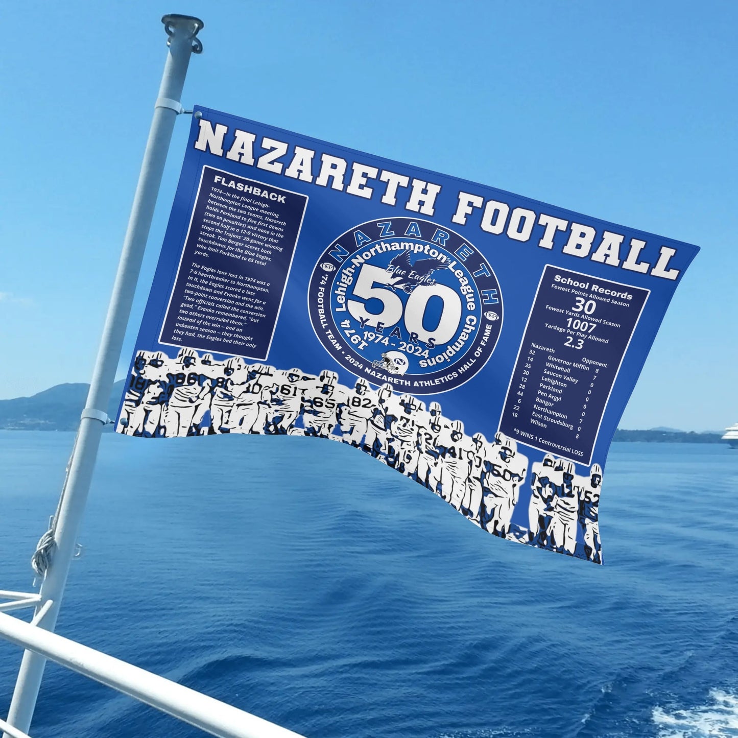 1974 Nazareth Football Champs/HOF Flag 4x6 Ft