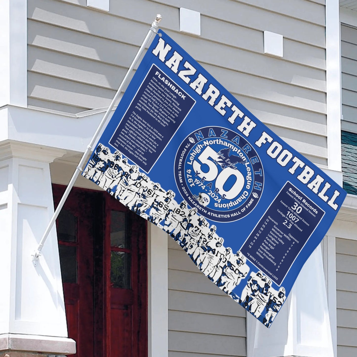 1974 Nazareth Football Champs/HOF Flag 4x6 Ft