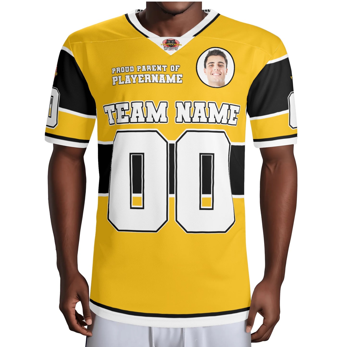 Personalized Custom Parent Jersey with Player Photo and Customizable Text (black accent)