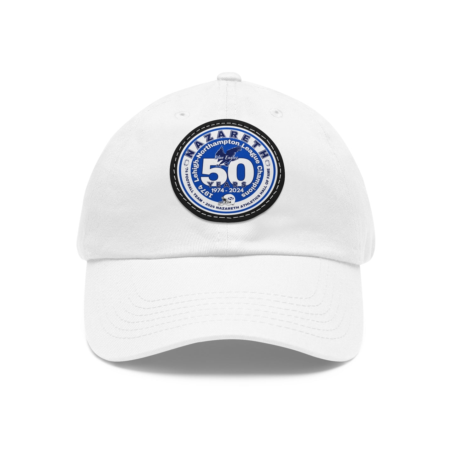 74 Nazareth 50 years white logo Dad Hat with Leather Patch (Round)