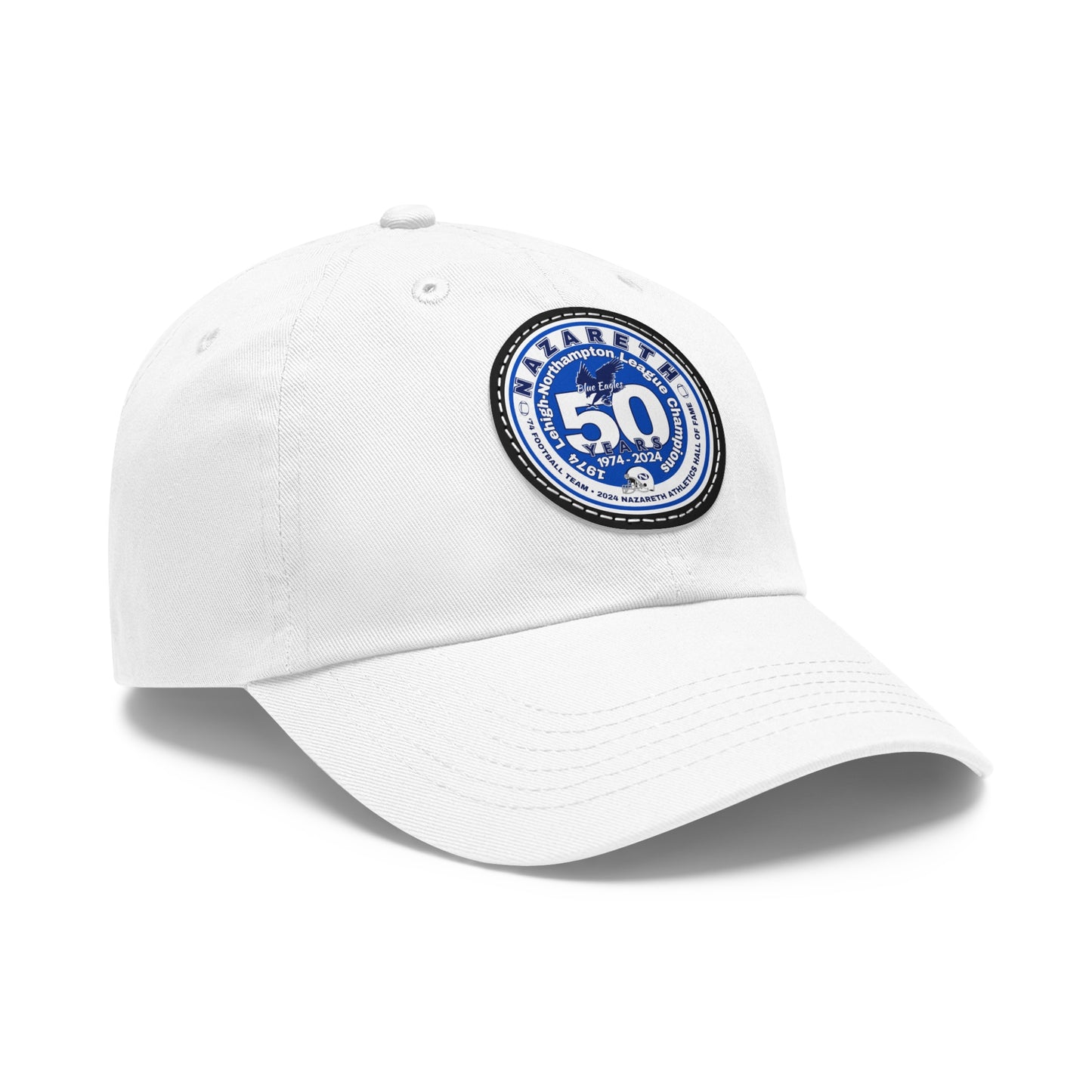 74 Nazareth 50 years white logo Dad Hat with Leather Patch (Round)