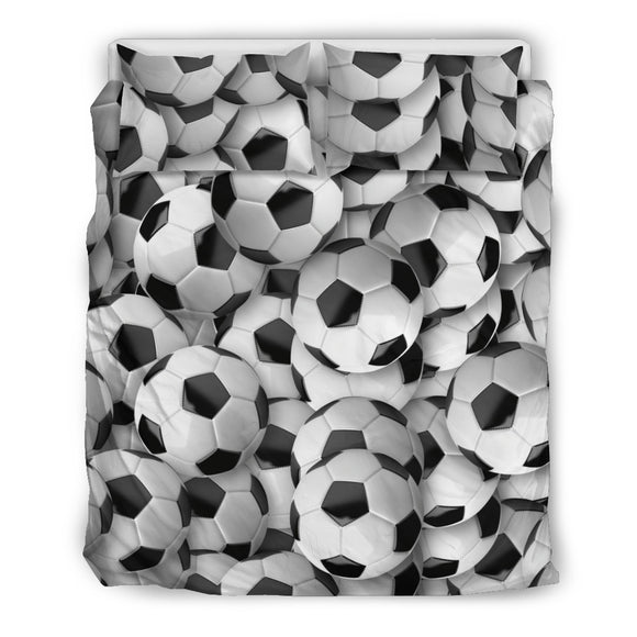 Soccer Balls Beige Bedding Set