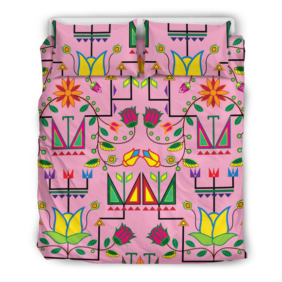Geometric Floral Summer Pink Bedding Set