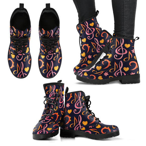 Colofrul Music Notes Women's Leather Boots