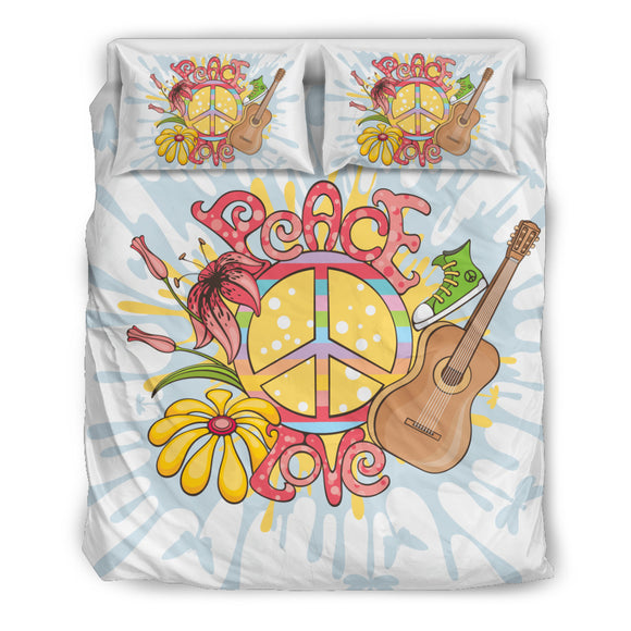 Love Peace Hippie Bedding Set.