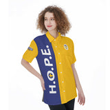 HOPE RISES  "Make a dDifference" All-Over Print Women's Short Sleeve Shirt With Pocket