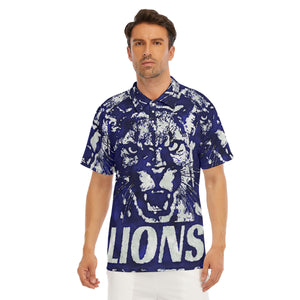 We are Lions All-Over Print Men's Short Sleeve Polo Shirt With Button Closure