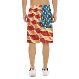 Flag Water Color All-Over Print Men's Tether Loose Shorts
