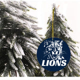 Lions Round Christmas Tree Pendant | Wooden
