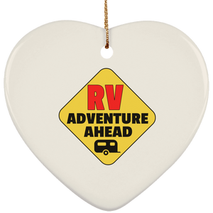 Rv adventure ahead SUBORNH Ceramic Heart Ornament