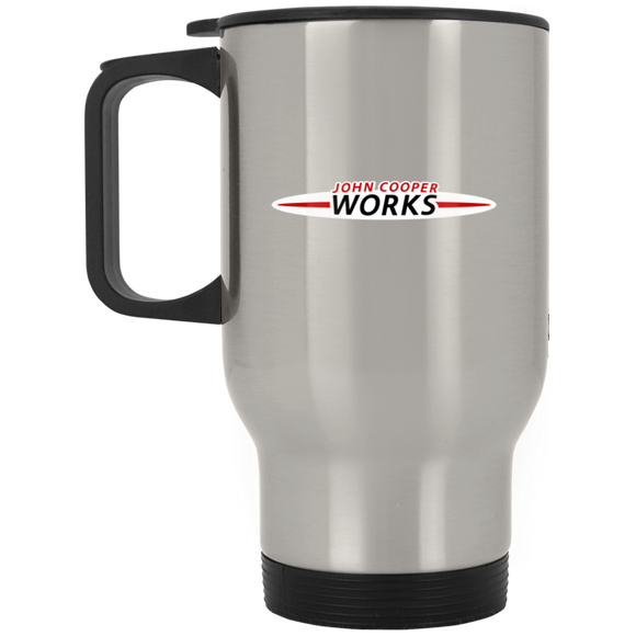 jcw logo XP8400S Silver Stainless Travel Mug