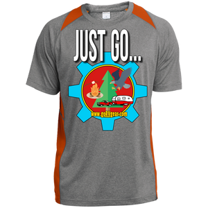 Just Go Custom Printed Heather Colorblock Poly T-shirt