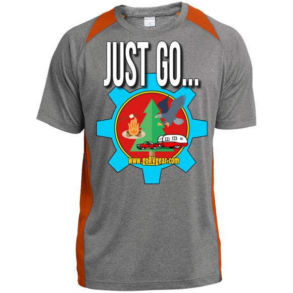 Just Go Custom Printed Heather Colorblock Poly T-shirt