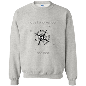 Not All Who Wander Printed Crewneck Pullover Sweatshirt  8 oz
