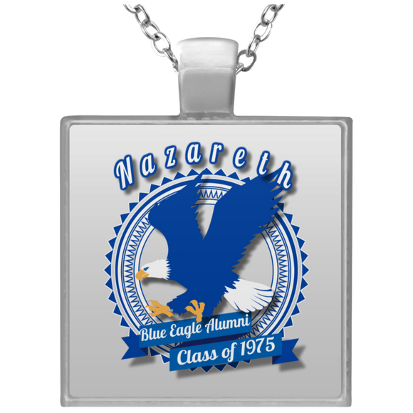 Blue eagle alumni badge UN4684 Square Necklace