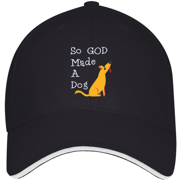 God Made A Dog 3621 Bayside USA Made Structured Twill Cap With Sandwich Visor