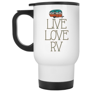 Live Love White Travel Mug