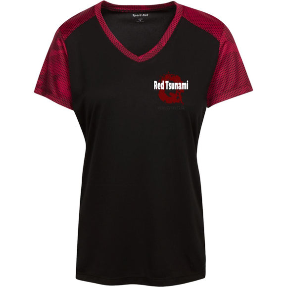 Red tsunami LST371 Sport-Tek Ladies' CamoHex Colorblock T-Shirt