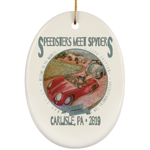 Speedsters Meet Spyders Personalize SUBORNO Ceramic Oval Ornament
