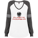 Plastic poorsha DM477 District Made Ladies' Game LS V-Neck T-Shirt