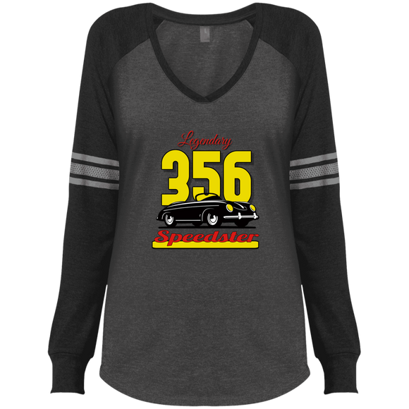 356 speedster v2 DM477 District Made Ladies' Game LS V-Neck T-Shirt
