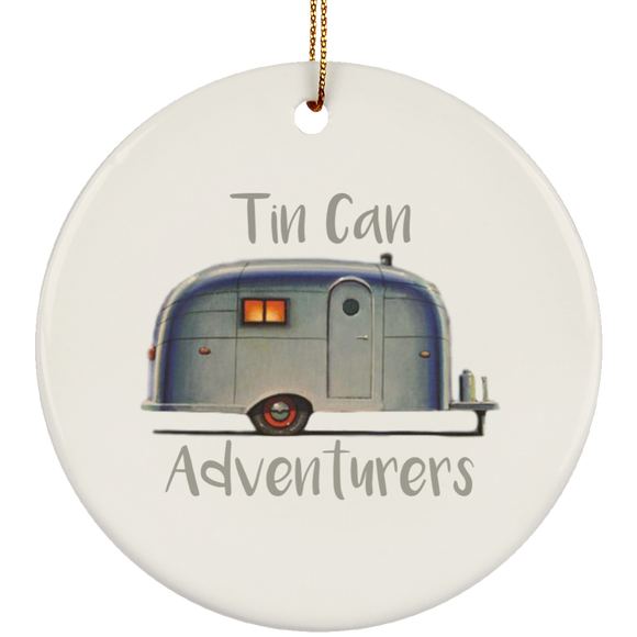 Old Airstream w/Personalized Text SUBORNC Ceramic Circle Ornament