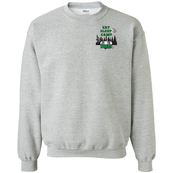 Eat sleep camp green G180 Gildan Crewneck Pullover Sweatshirt  8 oz.