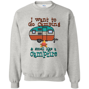 Smell Like A Campfire Printed Crewneck Pullover Sweatshirt  8 oz