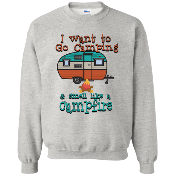Smell Like A Campfire Printed Crewneck Pullover Sweatshirt  8 oz
